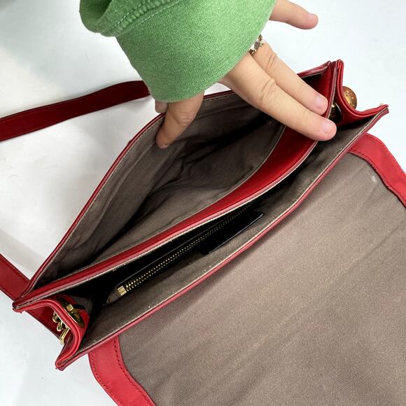 J. Crew Red Leather Foldover Shoulder Bag - Picture 6 of 9